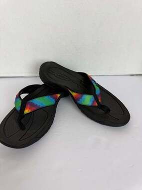 Keen Kona Flip Flops Black Rainbow Tie Dye Sandals